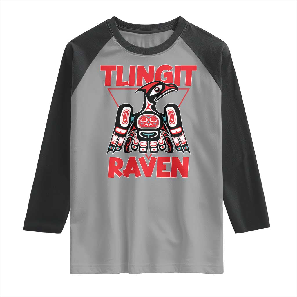 Tlingit Raven Totem Raglan Shirt Alaska Native Tribal Art Design