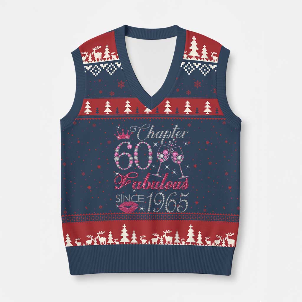 Chapter 60 Fabulous V-Neck Knit Sweater Vest Sparkle Since 1965 60Th Birthday Gift For Women - Wonder Print Shop