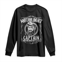 Motor Boat Captain Long Sleeve Shirt Funny Boating Pontoon Party Motor Boatin Lake Life