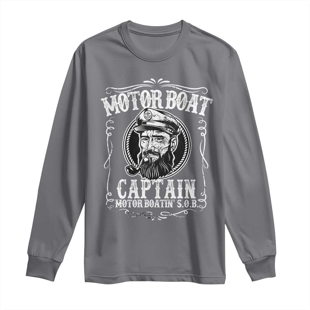 Motor Boat Captain Long Sleeve Shirt Funny Boating Pontoon Party Motor Boatin Lake Life