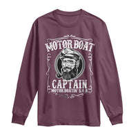 Motor Boat Captain Long Sleeve Shirt Funny Boating Pontoon Party Motor Boatin Lake Life