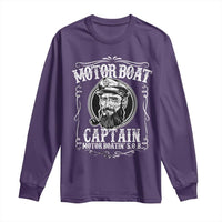 Motor Boat Captain Long Sleeve Shirt Funny Boating Pontoon Party Motor Boatin Lake Life