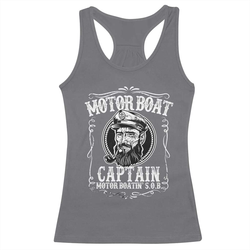 Motor Boat Captain Racerback Tank Top Funny Boating Pontoon Party Motor Boatin Lake Life