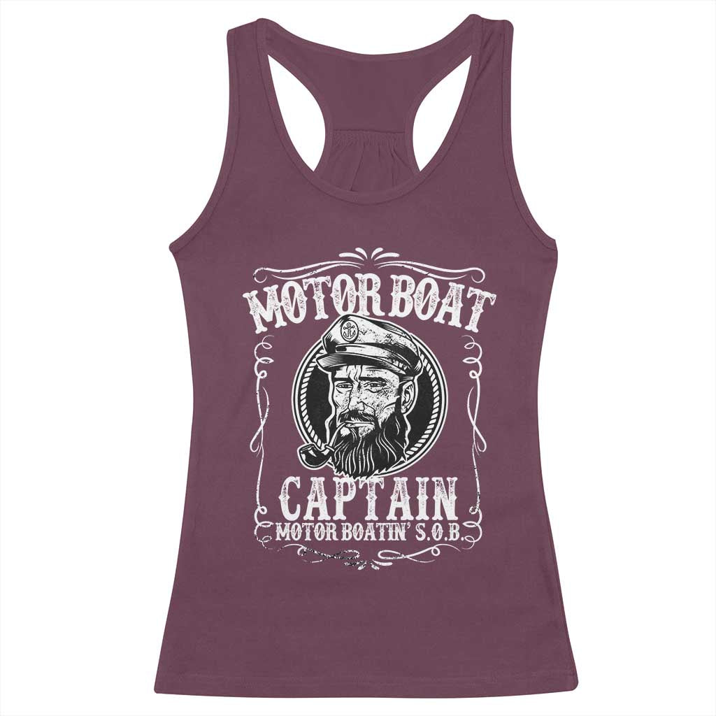 Motor Boat Captain Racerback Tank Top Funny Boating Pontoon Party Motor Boatin Lake Life