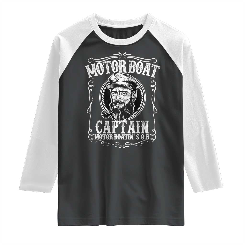 Motor Boat Captain Raglan Shirt Funny Boating Pontoon Party Motor Boatin Lake Life