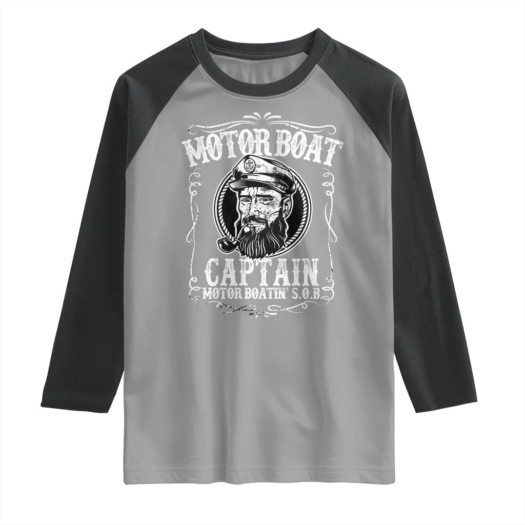 Motor Boat Captain Raglan Shirt Funny Boating Pontoon Party Motor Boatin Lake Life