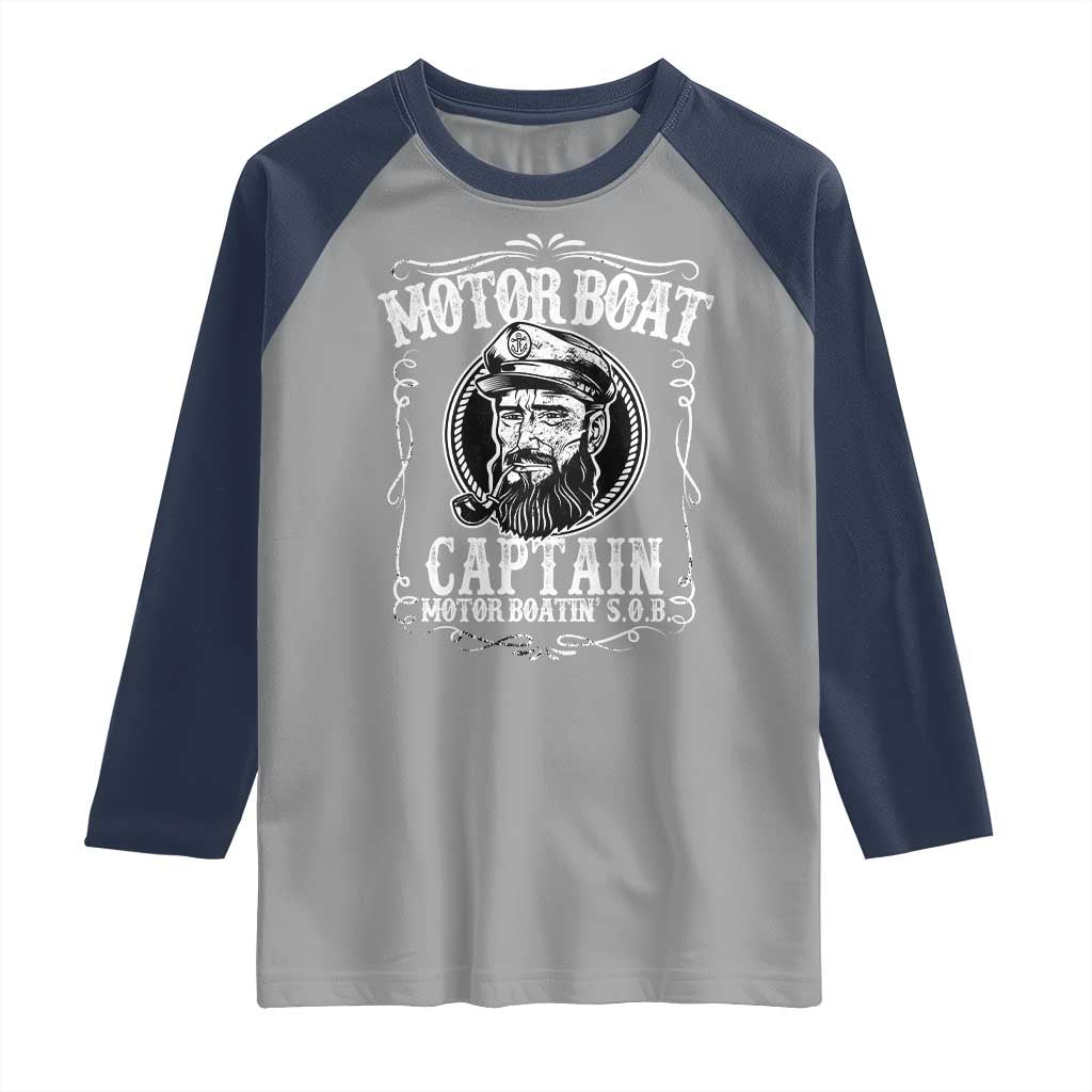 Motor Boat Captain Raglan Shirt Funny Boating Pontoon Party Motor Boatin Lake Life