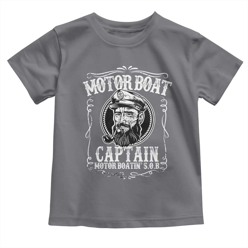 Motor Boat Captain Toddler T Shirt Funny Boating Pontoon Party Motor Boatin Lake Life