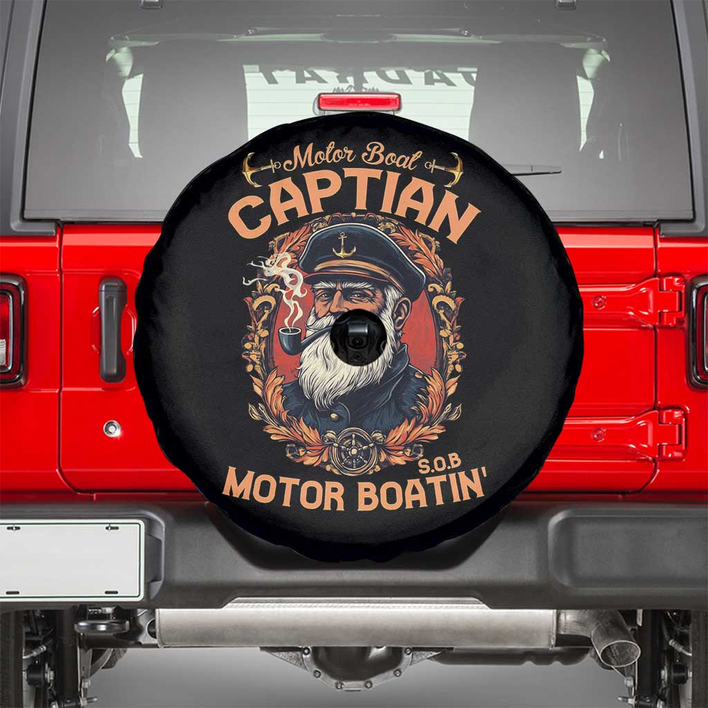 Funny Motor Boat Captain Spare Tire Cover Pontoon SOB Motor Boating Vintage