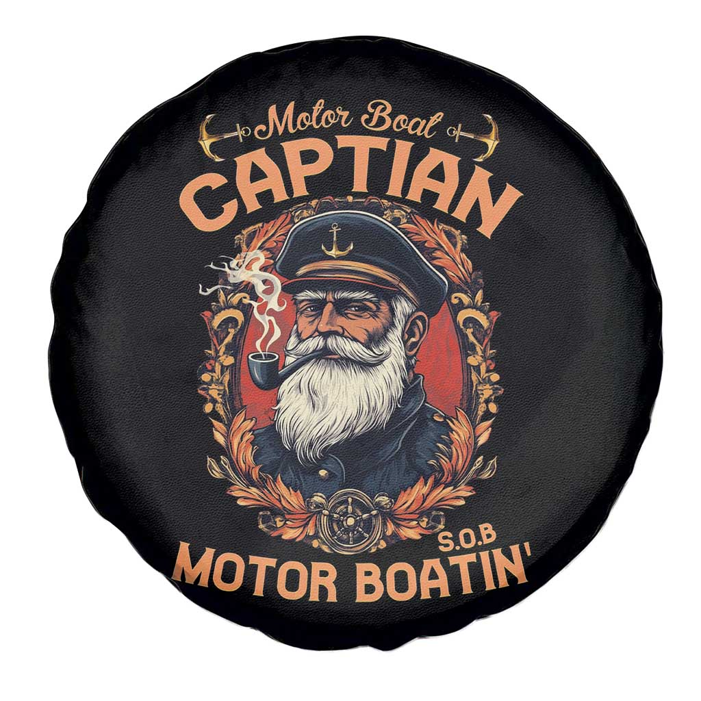 Funny Motor Boat Captain Spare Tire Cover Pontoon SOB Motor Boating Vintage