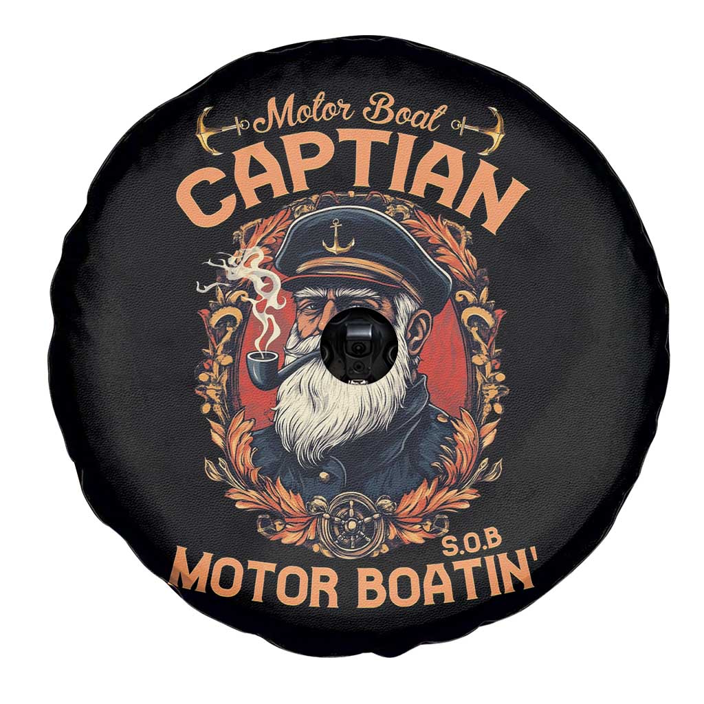 Funny Motor Boat Captain Spare Tire Cover Pontoon SOB Motor Boating Vintage