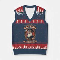 Funny Motor Boat Captain V-Neck Knit Sweater Vest Pontoon SOB Motor Boating Vintage - Wonder Print Shop