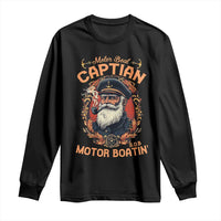 Funny Motor Boat Captain Long Sleeve Shirt Pontoon SOB Motor Boating Vintage