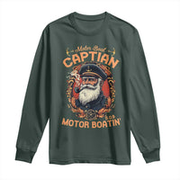 Funny Motor Boat Captain Long Sleeve Shirt Pontoon SOB Motor Boating Vintage