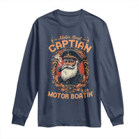 Funny Motor Boat Captain Long Sleeve Shirt Pontoon SOB Motor Boating Vintage