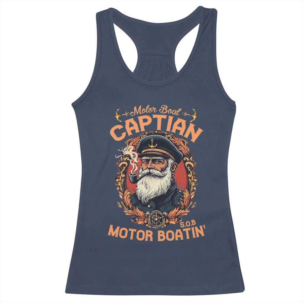 Funny Motor Boat Captain Racerback Tank Top Pontoon SOB Motor Boating Vintage