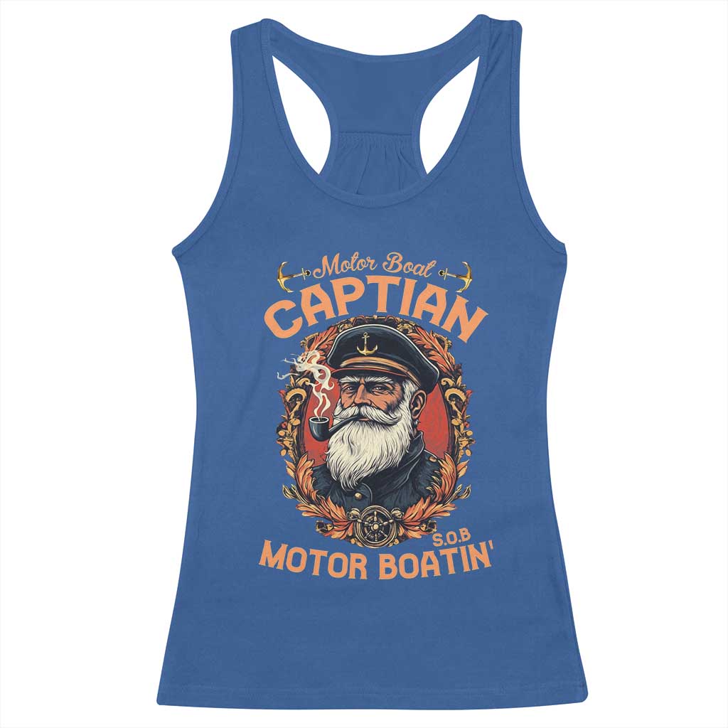 Funny Motor Boat Captain Racerback Tank Top Pontoon SOB Motor Boating Vintage
