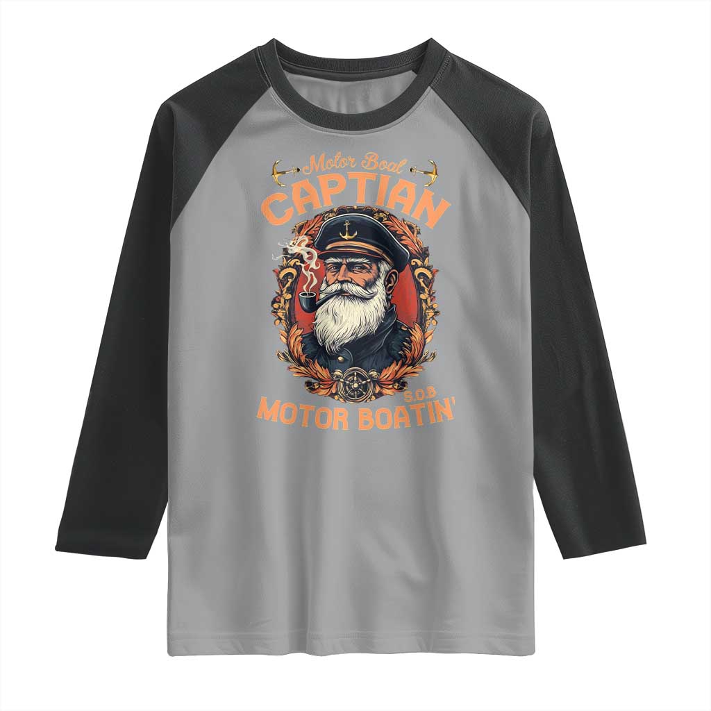 Funny Motor Boat Captain Raglan Shirt Pontoon SOB Motor Boating Vintage