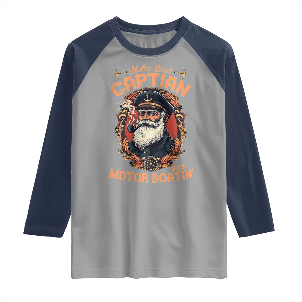 Funny Motor Boat Captain Raglan Shirt Pontoon SOB Motor Boating Vintage