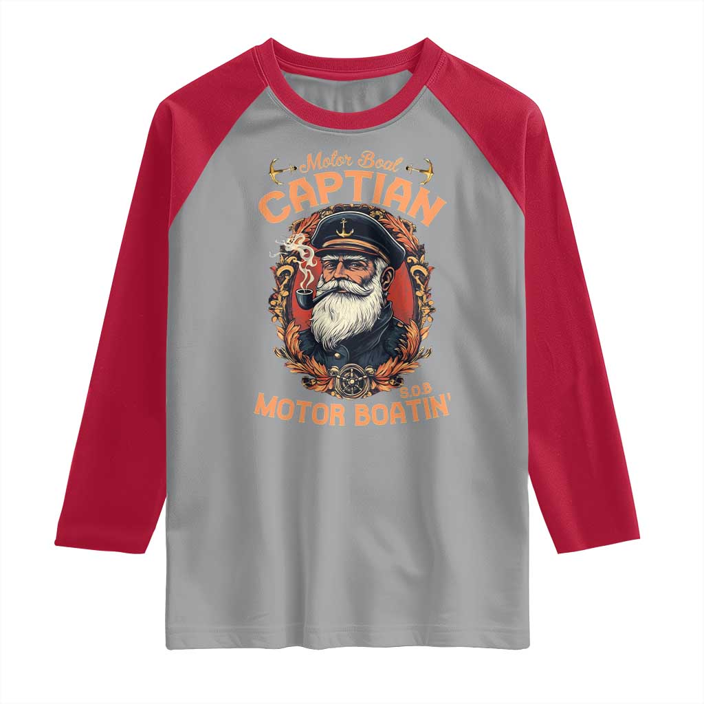 Funny Motor Boat Captain Raglan Shirt Pontoon SOB Motor Boating Vintage