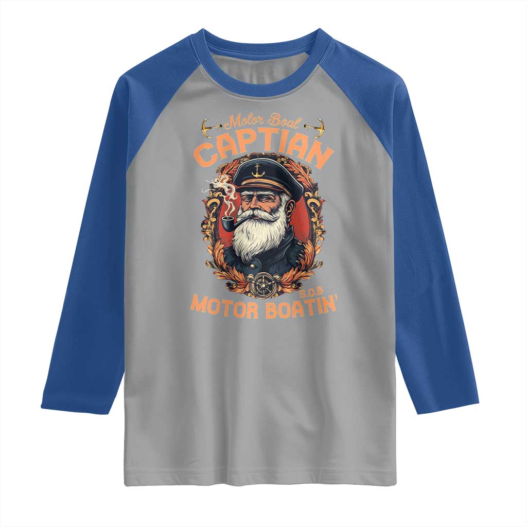 Funny Motor Boat Captain Raglan Shirt Pontoon SOB Motor Boating Vintage