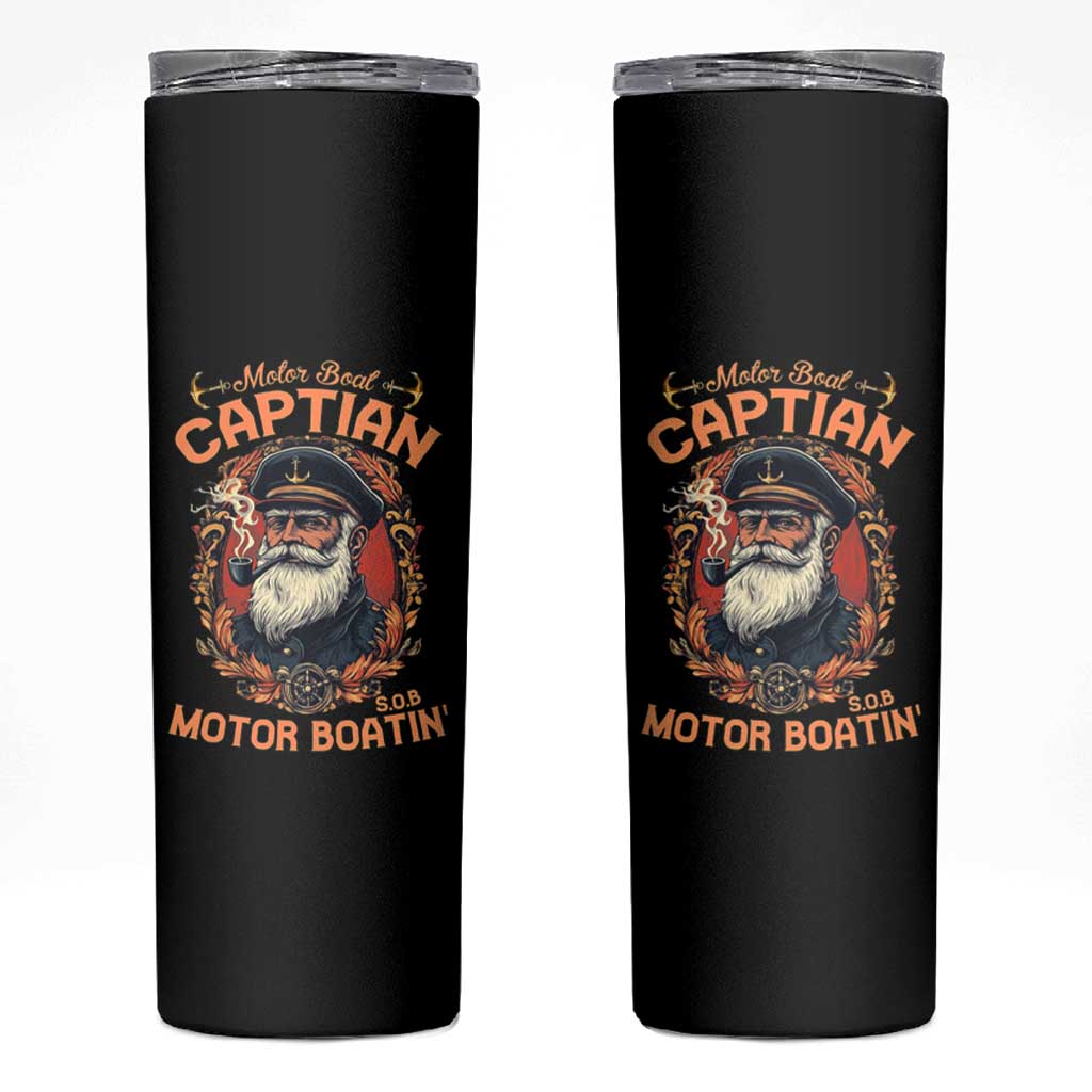 Funny Motor Boat Captain Skinny Tumbler Pontoon SOB Motor Boating Vintage