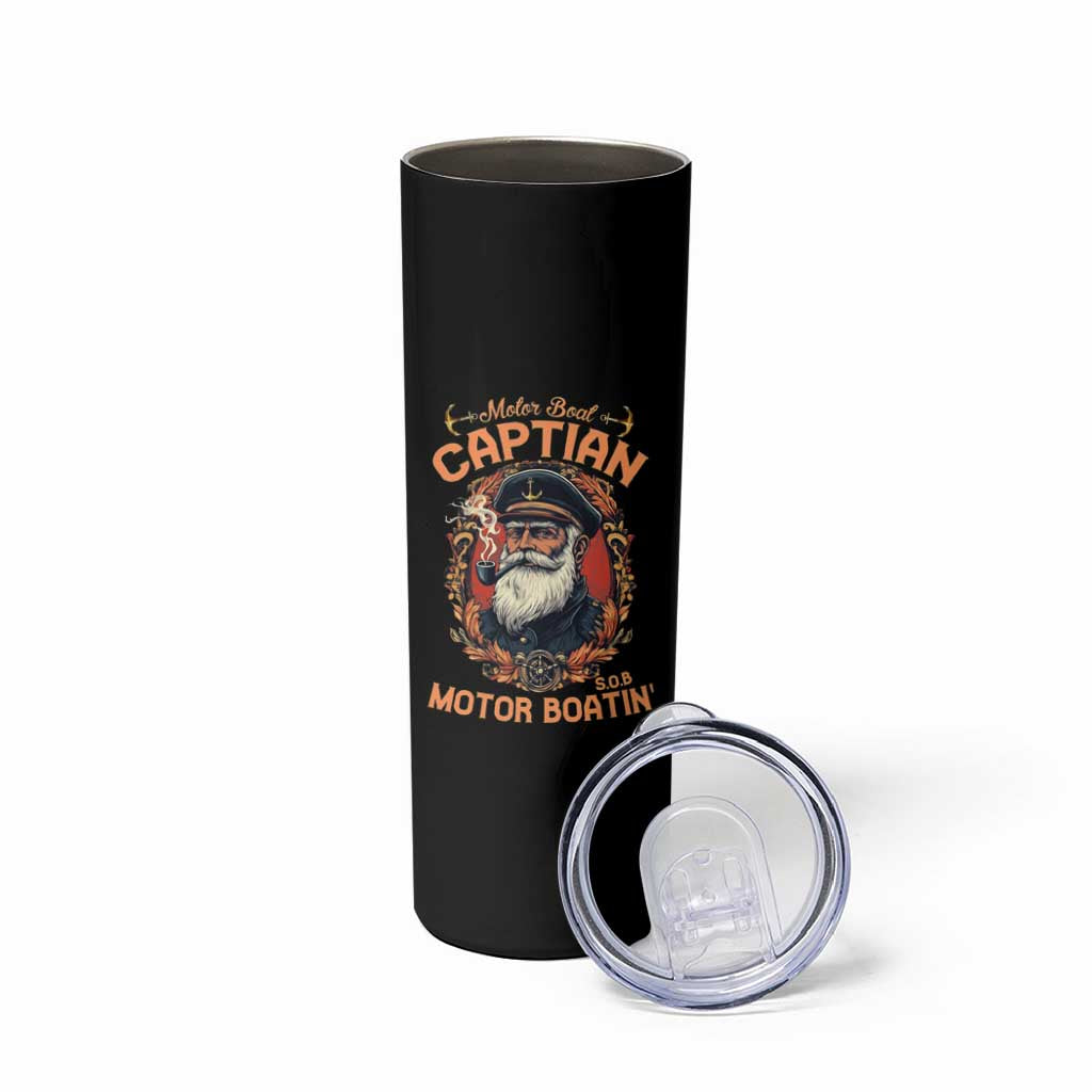 Funny Motor Boat Captain Skinny Tumbler Pontoon SOB Motor Boating Vintage