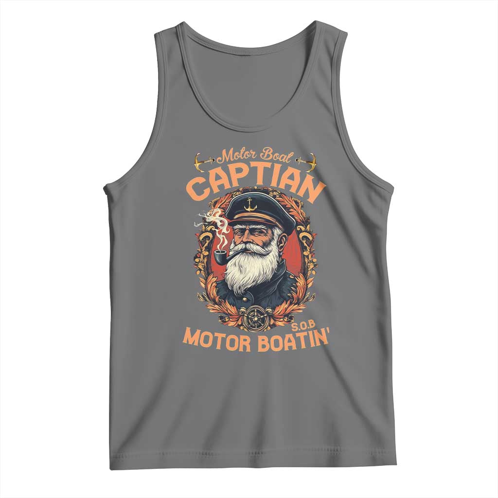 Funny Motor Boat Captain Tank Top Pontoon SOB Motor Boating Vintage