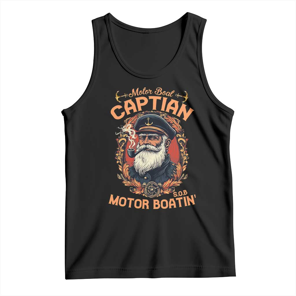 Funny Motor Boat Captain Tank Top Pontoon SOB Motor Boating Vintage