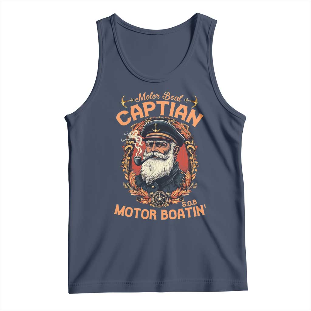 Funny Motor Boat Captain Tank Top Pontoon SOB Motor Boating Vintage