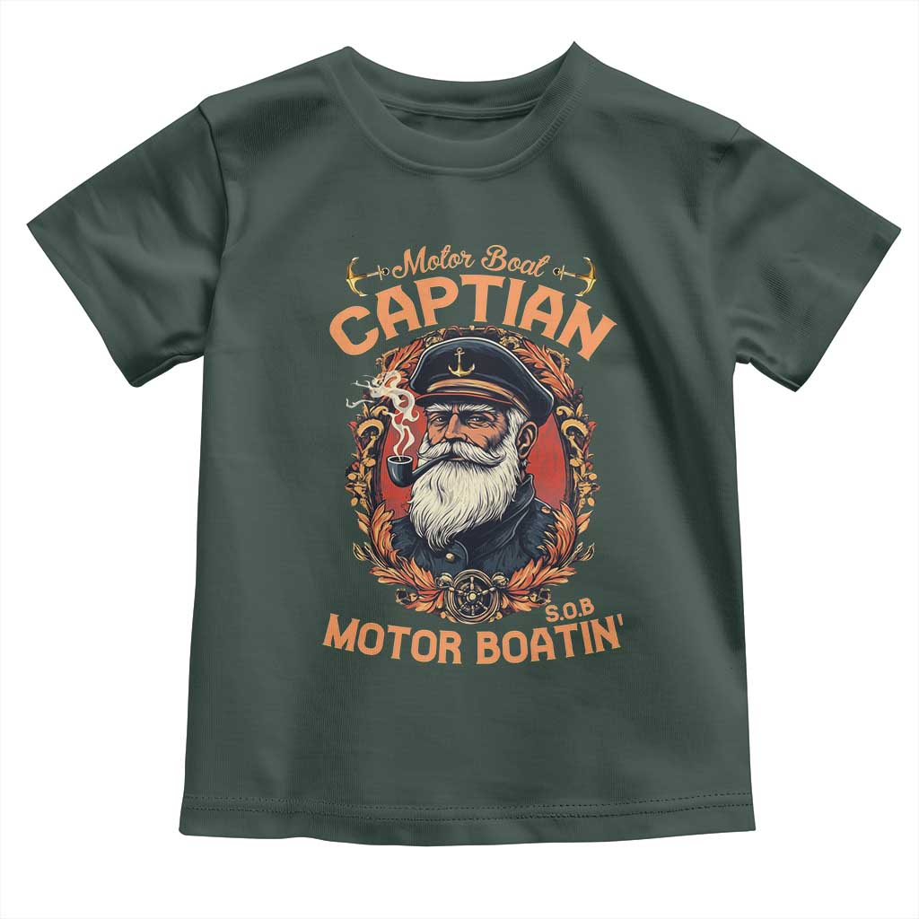 Funny Motor Boat Captain Toddler T Shirt Pontoon SOB Motor Boating Vintage