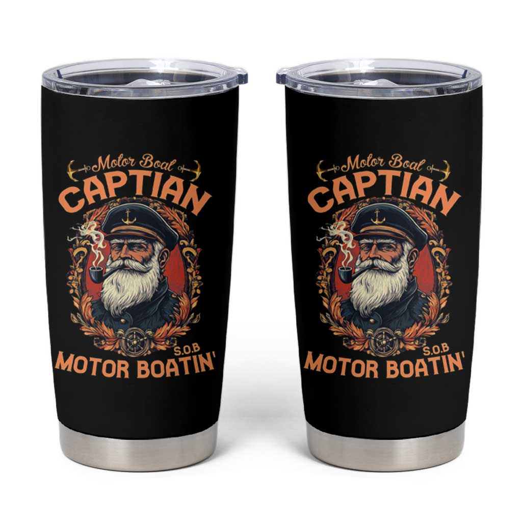 Funny Motor Boat Captain Tumbler Cup Pontoon SOB Motor Boating Vintage