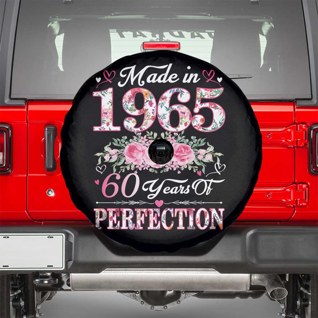 Happy 60th Birthday Floral Spare Tire Cover Made In 1965 60 Years of Perfection TS02
