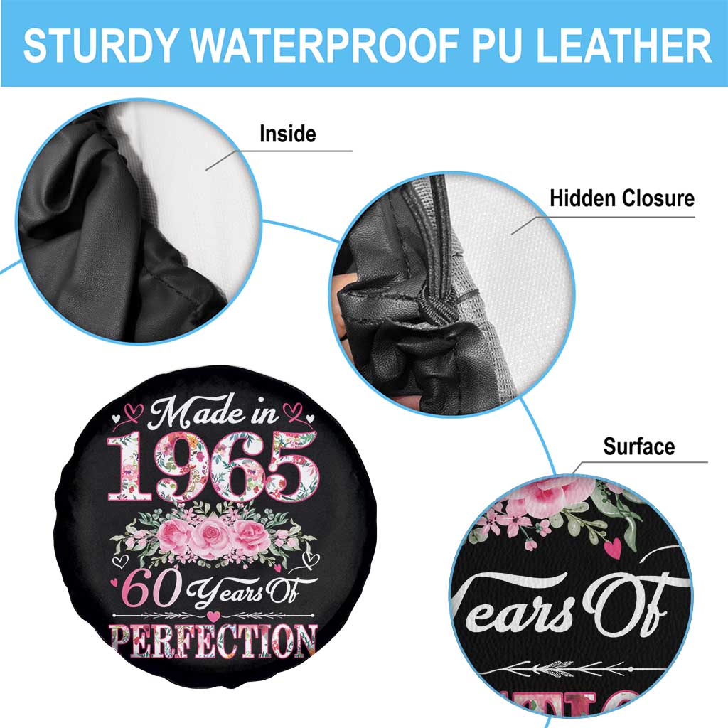 Happy 60th Birthday Floral Spare Tire Cover Made In 1965 60 Years of Perfection TS02