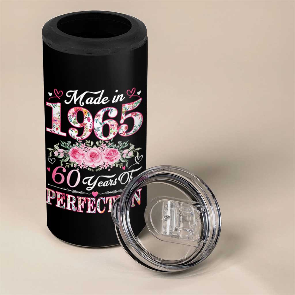 Happy 60th Birthday Floral 4 in 1 Can Cooler Tumbler Made In 1965 60 Years of Perfection TS02