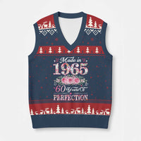 Happy 60th Birthday Floral V-Neck Knit Sweater Vest Made In 1965 60 Years of Perfection - Wonder Print Shop