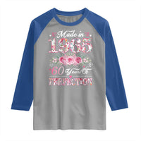 Happy 60th Birthday Floral Raglan Shirt Made In 1965 60 Years of Perfection TS02