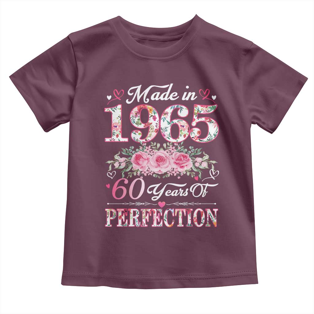 Happy 60th Birthday Floral Toddler T Shirt Made In 1965 60 Years of Perfection TS02