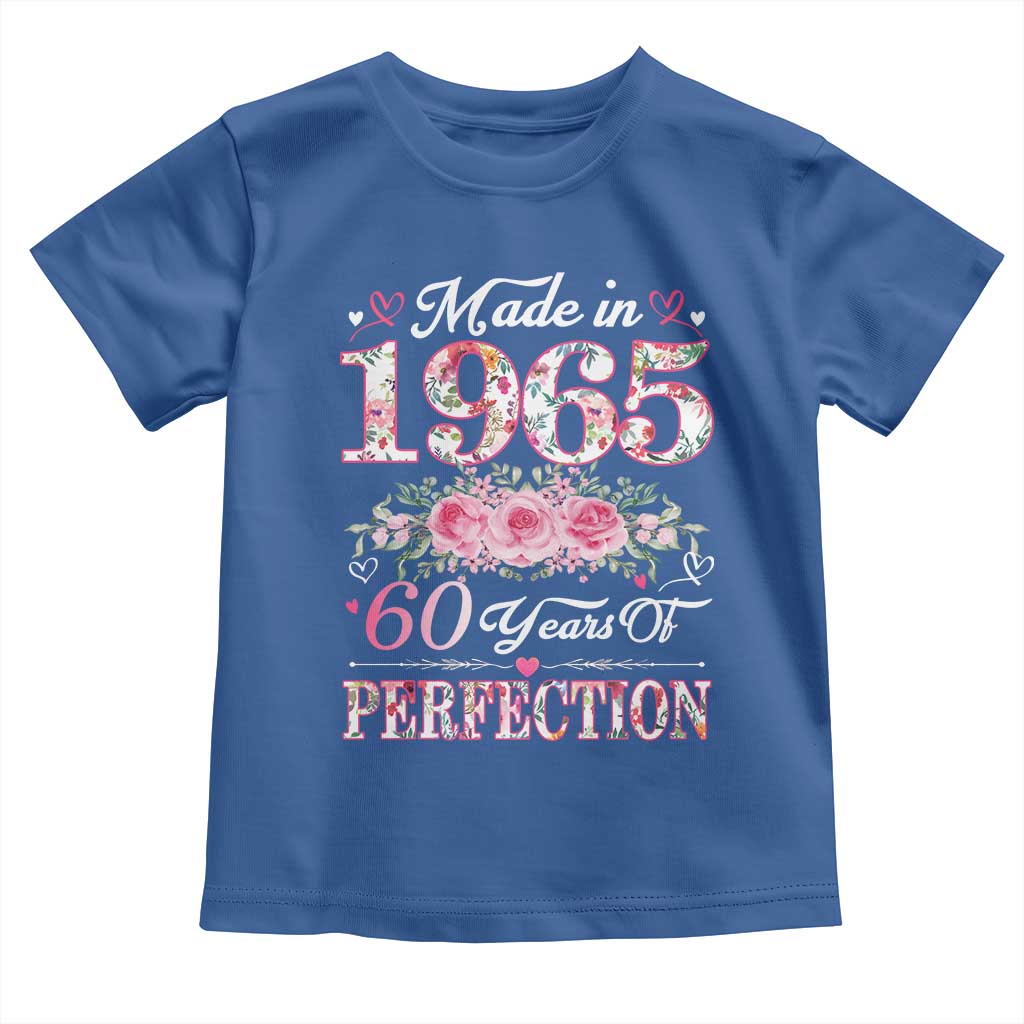 Happy 60th Birthday Floral Toddler T Shirt Made In 1965 60 Years of Perfection TS02