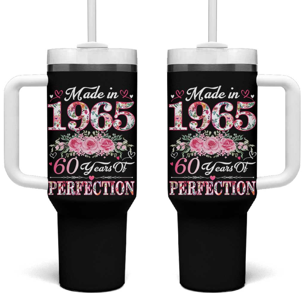 Happy 60th Birthday Floral Tumbler With Handle Made In 1965 60 Years of Perfection TS02