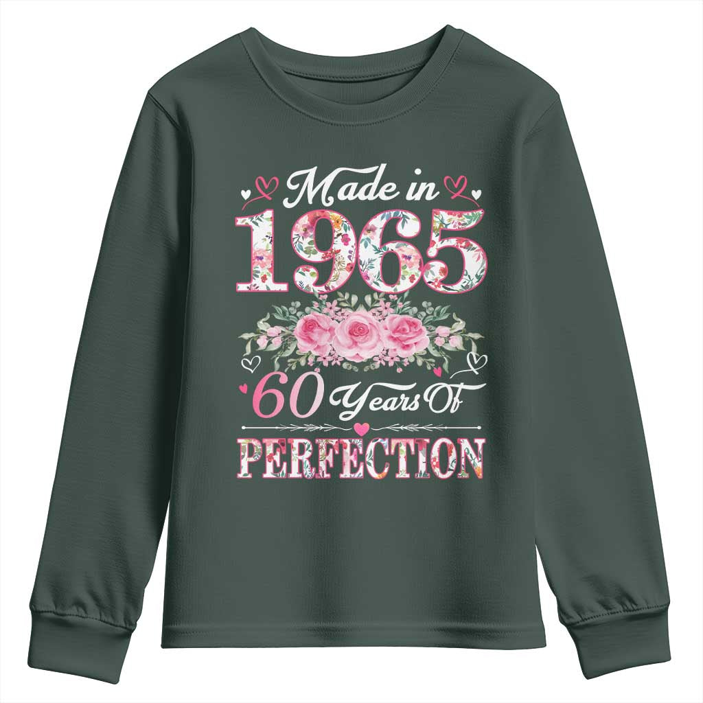 Happy 60th Birthday Floral Youth Sweatshirt Made In 1965 60 Years of Perfection TS02