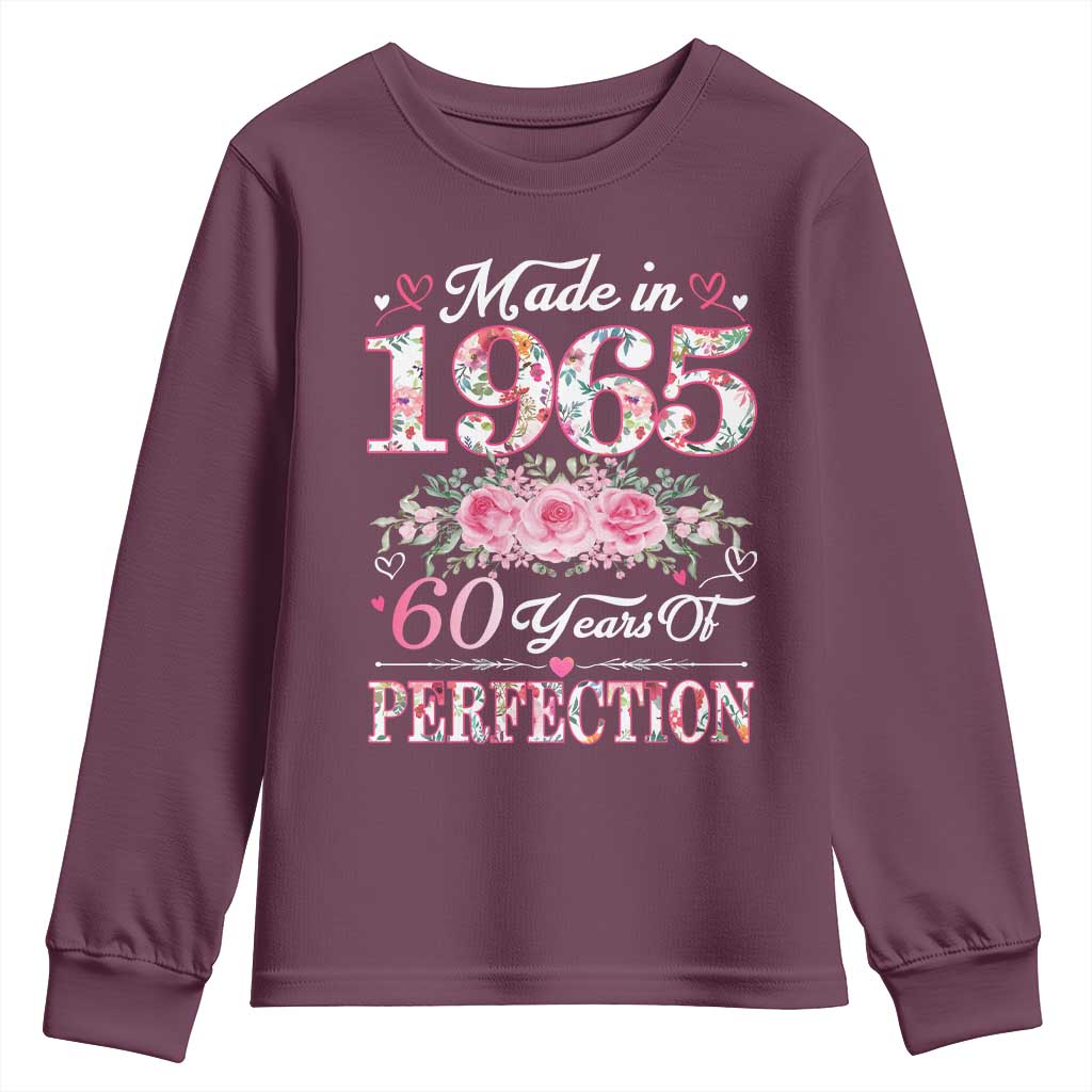 Happy 60th Birthday Floral Youth Sweatshirt Made In 1965 60 Years of Perfection TS02