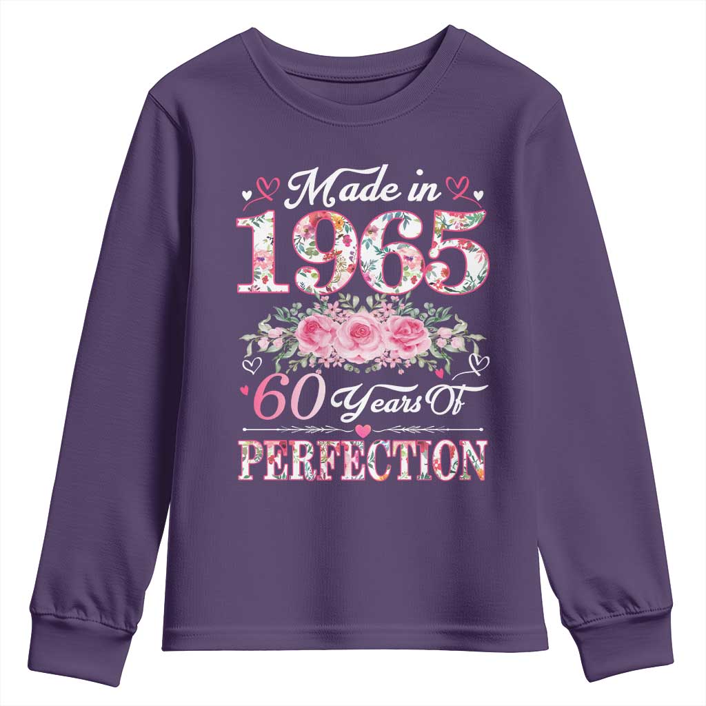 Happy 60th Birthday Floral Youth Sweatshirt Made In 1965 60 Years of Perfection TS02