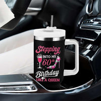 Stepping Into My 60th Birthday Tumbler With Handle Like A Queen Pink Wine Glass