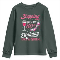 Stepping Into My 60th Birthday Youth Sweatshirt Like A Queen Pink Wine Glass