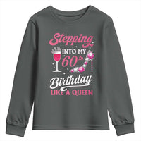 Stepping Into My 60th Birthday Youth Sweatshirt Like A Queen Pink Wine Glass