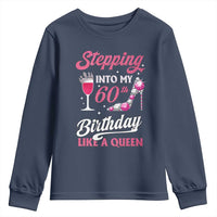 Stepping Into My 60th Birthday Youth Sweatshirt Like A Queen Pink Wine Glass