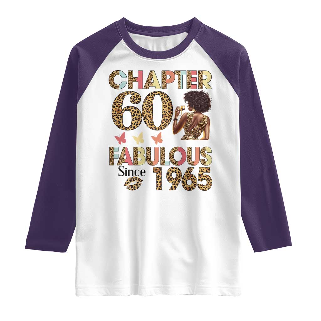 Chapter 60 Fabulous Leopard Raglan Shirt Since 1965 60Th Birthday Gift For Women