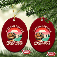 Funny Beaver Joke Ceramic Ornament A Clean Beaver Always Gets More Wood Adult Humor - Wonder Print Shop