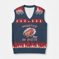 Moister Than An Oyster Funny Offensive V-Neck Knit Sweater Vest Inappropriate Adult Humor - Wonder Print Shop